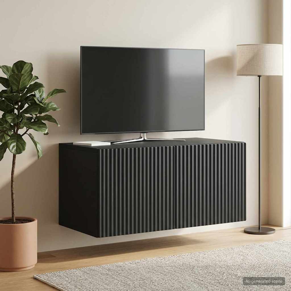 vidaXL Wall-Mounted TV Cabinet Black 59.5 x 41 x 30 cm Engineered Wood