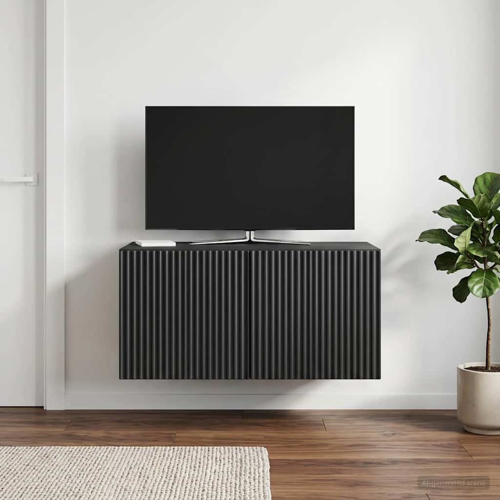 vidaXL Wall-Mounted TV Cabinet Black 59.5 x 41 x 30 cm Engineered Wood