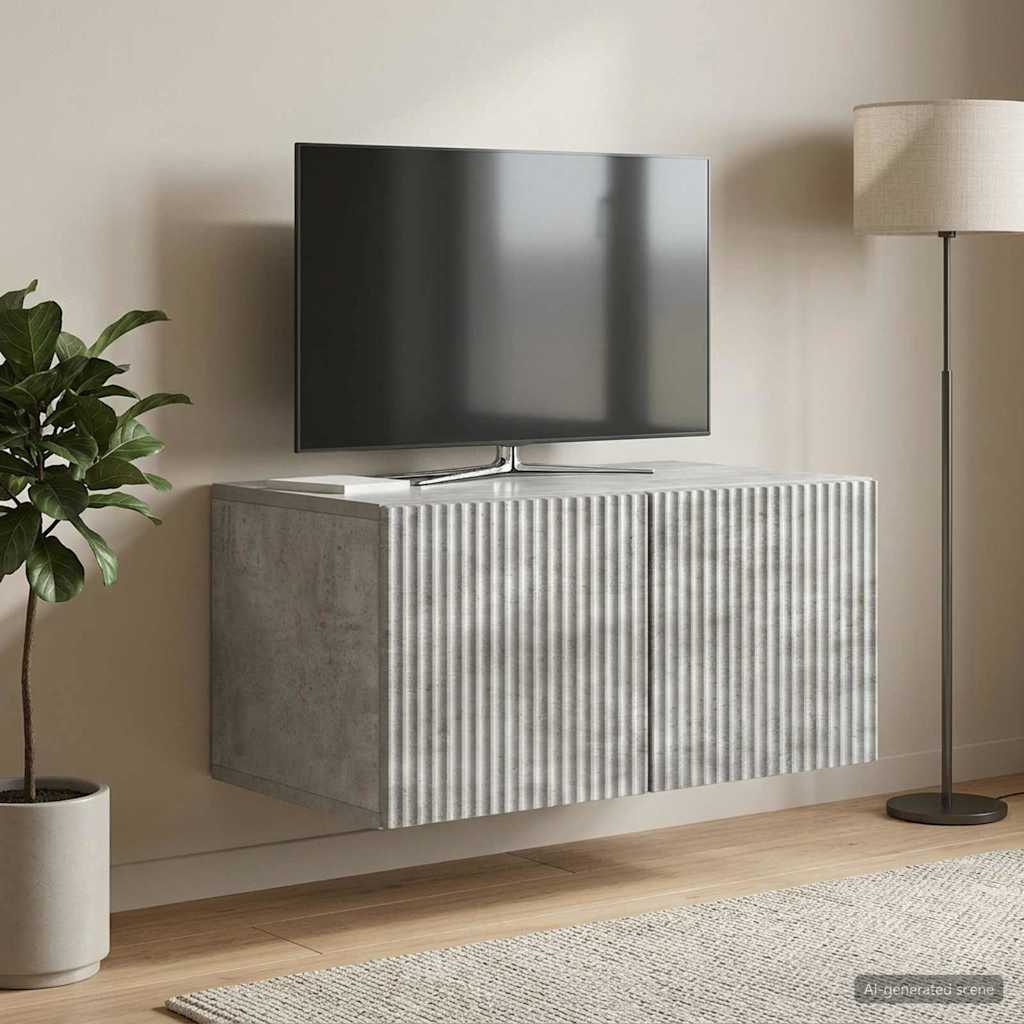vidaXL Wall-Mounted TV Cabinet Concrete Grey 59.5 x 41 x 30 cm