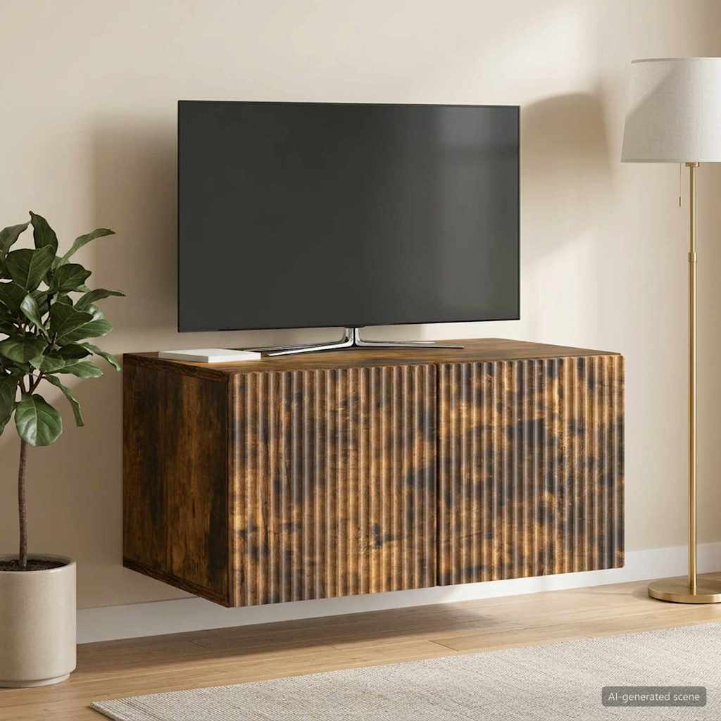 vidaXL Wall-Mounted TV Cabinet Smoked Oak 59.5 x 41 x 30 cm