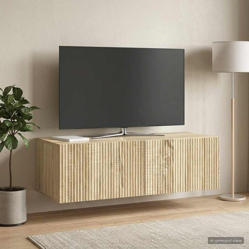 vidaXL Wall-Mounted TV Cabinet Wall-mounted Sonoma Oak 98 x 41 x 30 cm