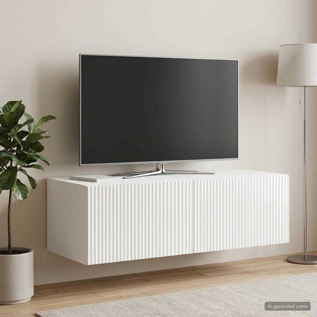 vidaXL Wall-Mounted TV Cabinet High Gloss White 98 x 41 x 30 cm