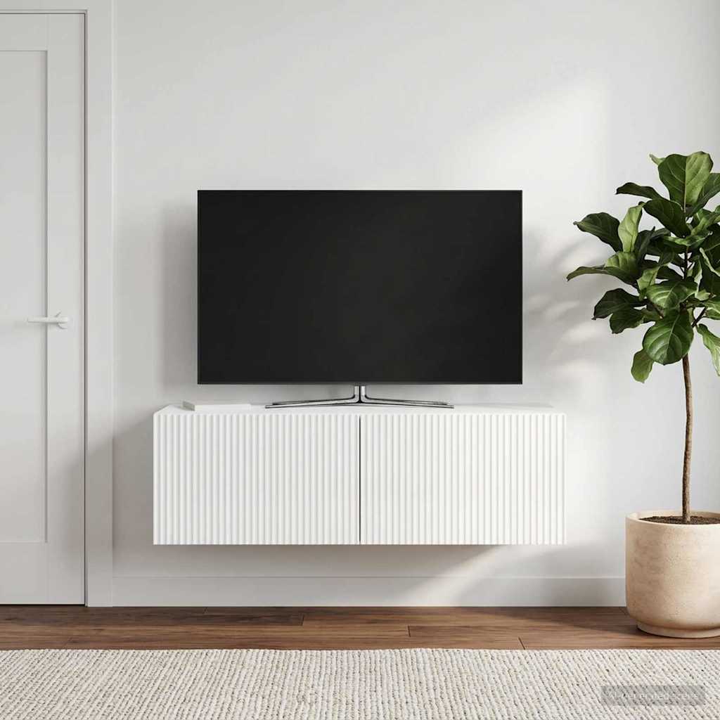 vidaXL Wall-Mounted TV Cabinet High Gloss White 98 x 41 x 30 cm