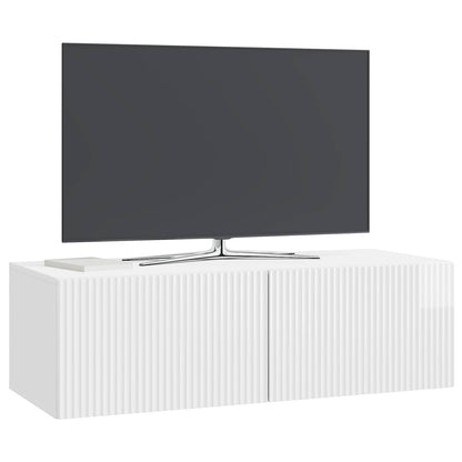 vidaXL Wall-Mounted TV Cabinet High Gloss White 98 x 41 x 30 cm