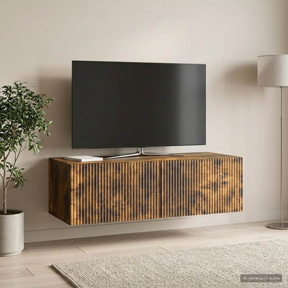 vidaXL Wall-Mounted TV Cabinet Wall-mounted Smoked Oak 98 x 41 x 30 cm