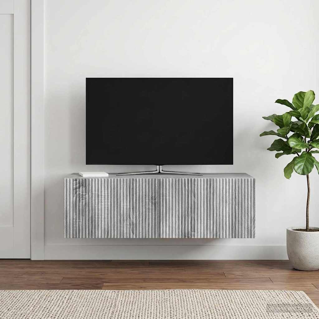 vidaXL Wall-Mounted TV Cabinet Grey Sonoma 98 x 41 x 30 cm