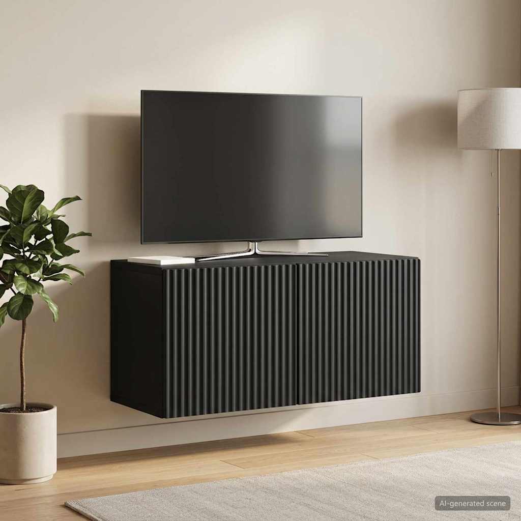 vidaXL Wall-Mounted TV Cabinet Black 59.5 x 31 x 30 cm Engineered Wood