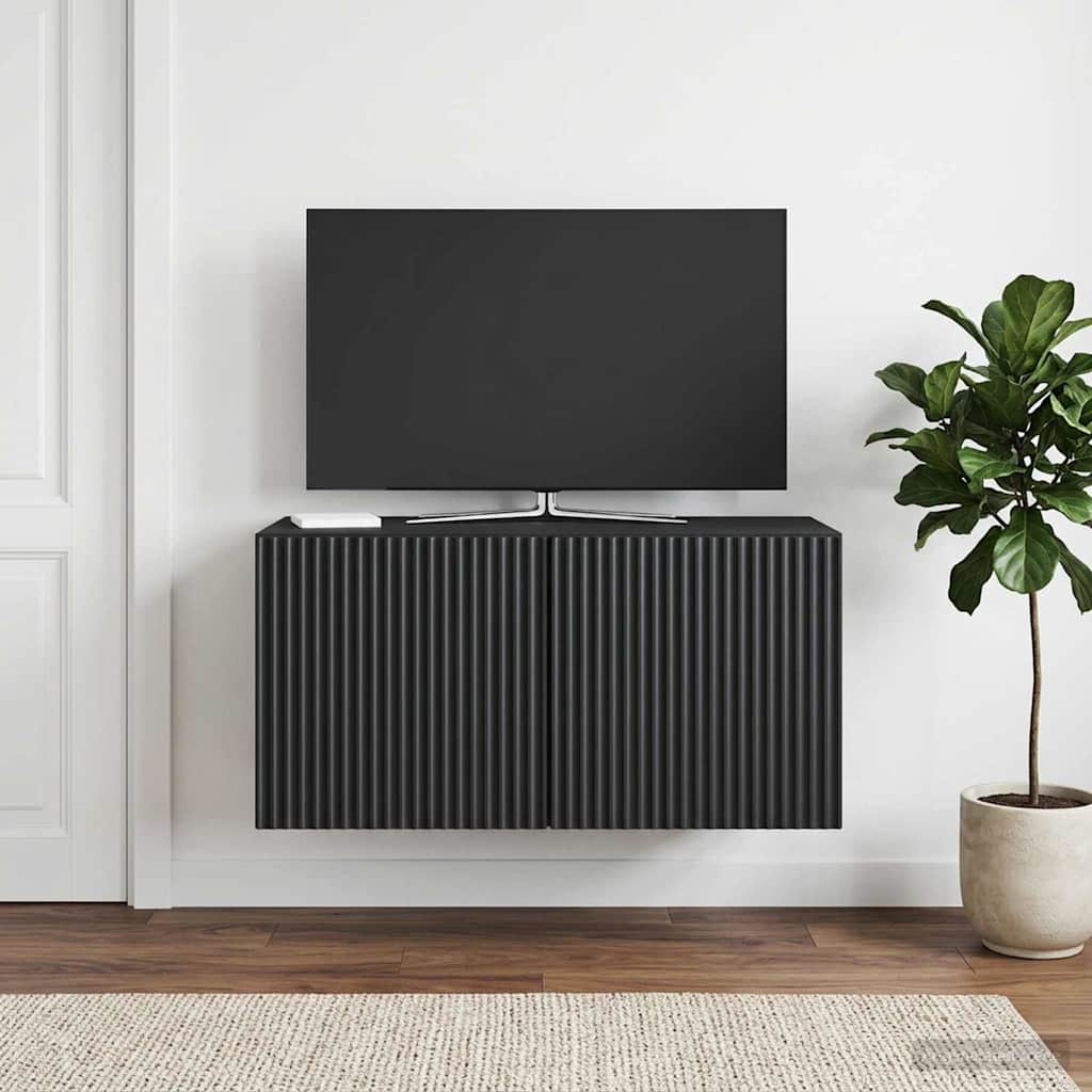 vidaXL Wall-Mounted TV Cabinet Black 59.5 x 31 x 30 cm Engineered Wood