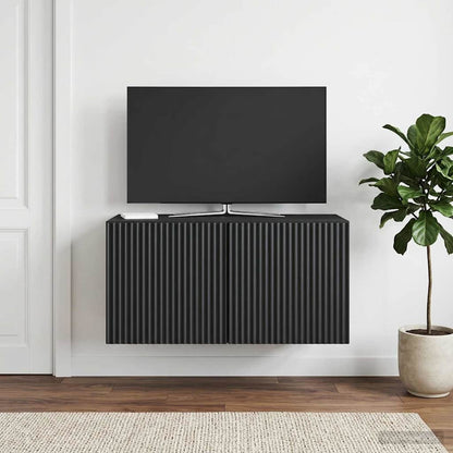 vidaXL Wall-Mounted TV Cabinet Black 59.5 x 31 x 30 cm Engineered Wood