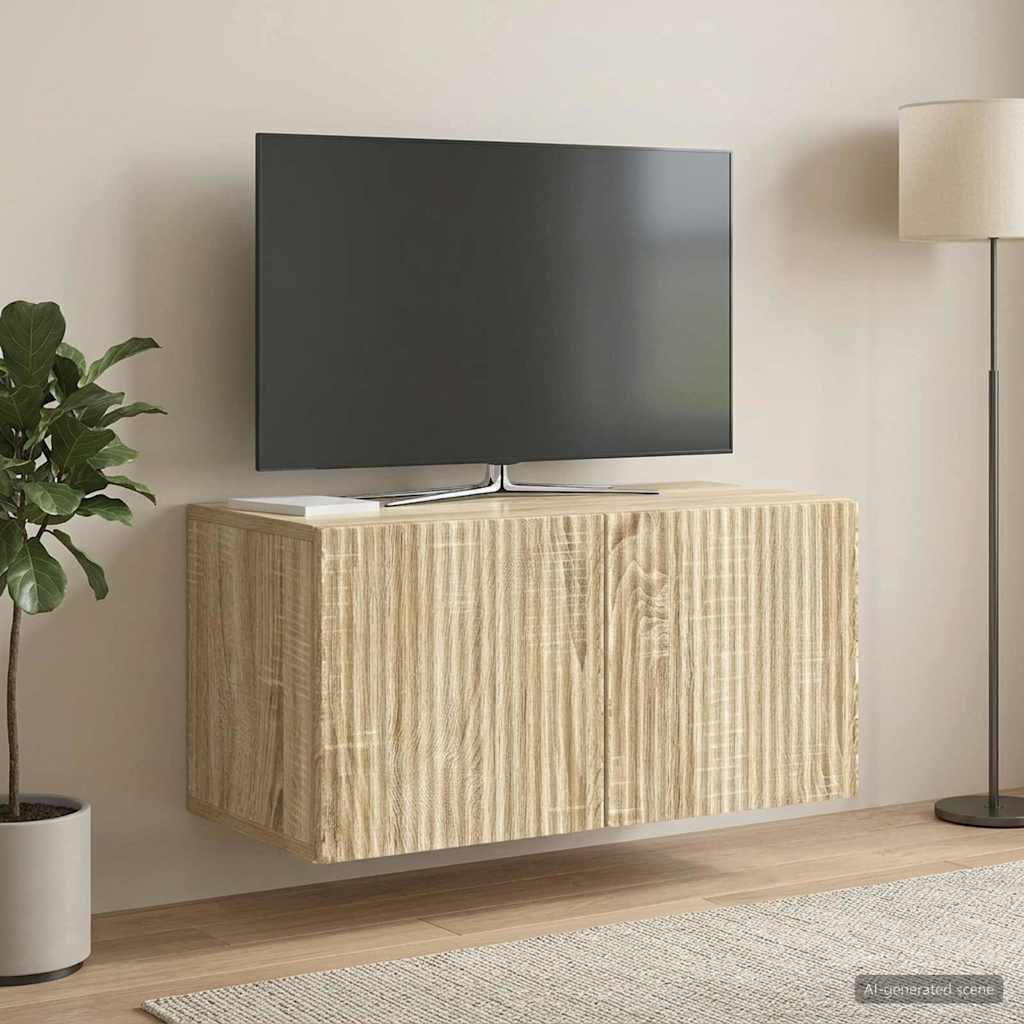 vidaXL Wall-Mounted TV Cabinet Sonoma Oak 59.5 x 31 x 30 cm