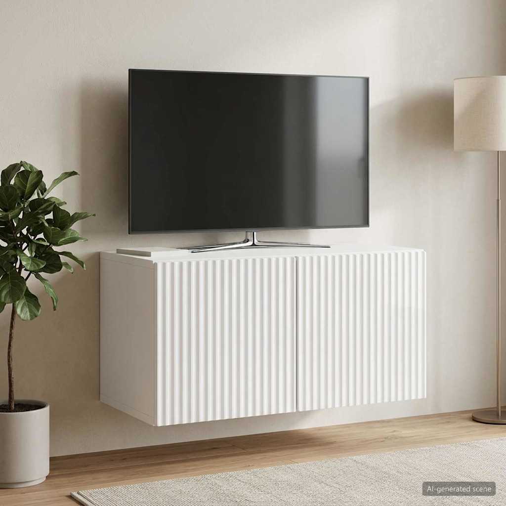 vidaXL Wall-Mounted TV Cabinet High Gloss White 59.5 x 31 x 30 cm