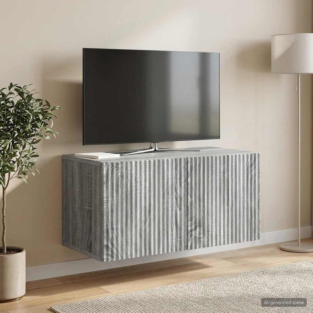 vidaXL Wall-Mounted TV Cabinet Grey Sonoma 59.5 x 31 x 30 cm