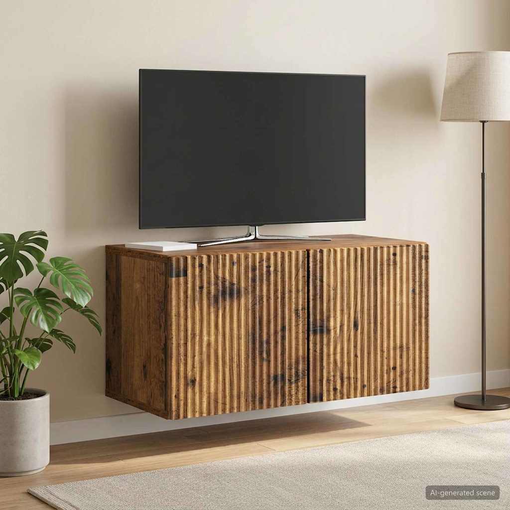 vidaXL Wall-Mounted TV Cabinet Wall-mounted Old Wood 59.5 x 31 x 30 cm