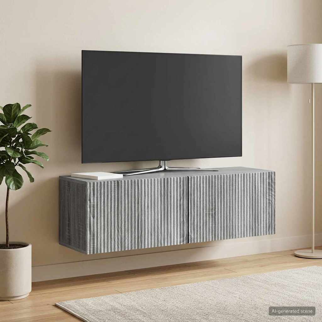 vidaXL Wall-Mounted TV Cabinet Grey Sonoma 98 x 31 x 30 cm