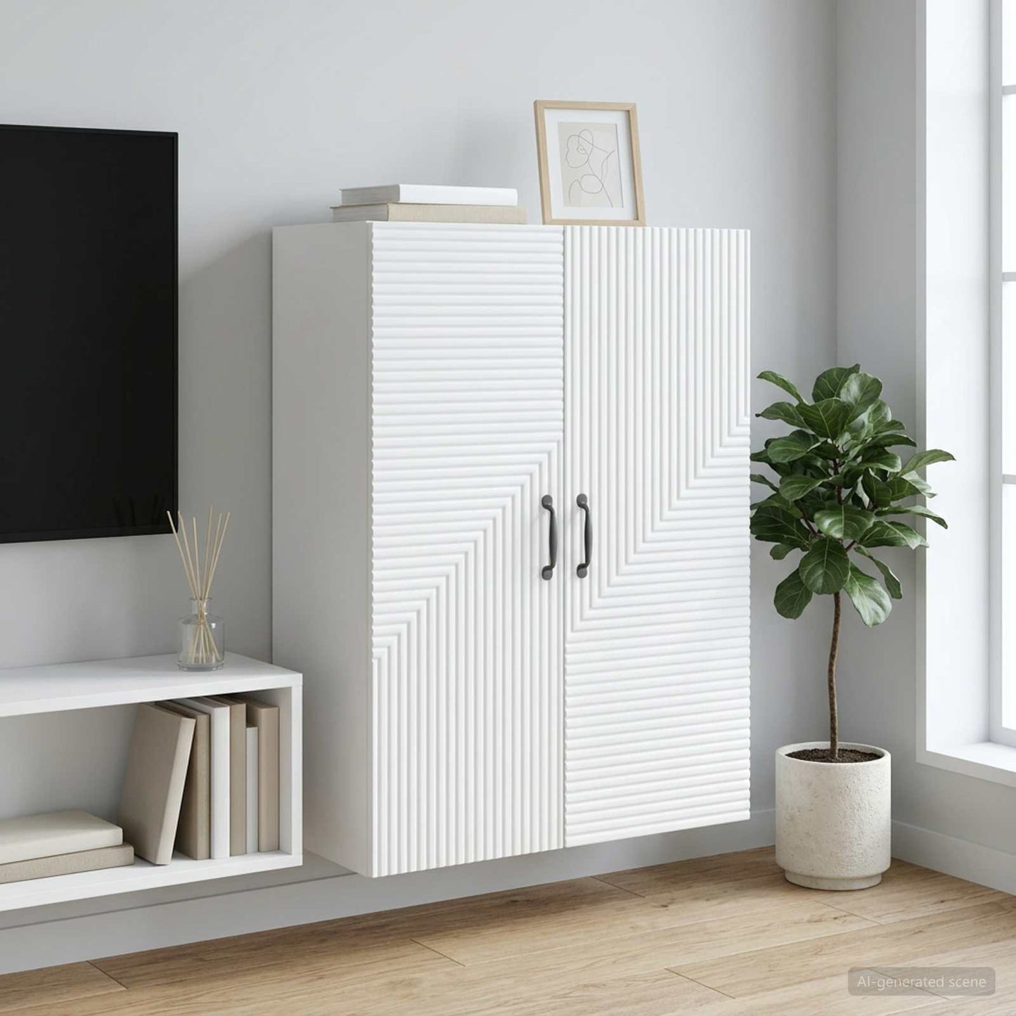 vidaXL Wall-Mounted Cabinet White 66 x 34.5 x 90 cm Engineered Wood