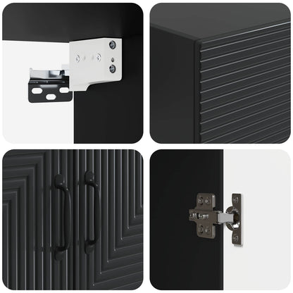 vidaXL Wall-Mounted Cabinet Black 66 x 34.5 x 90 cm Engineered Wood