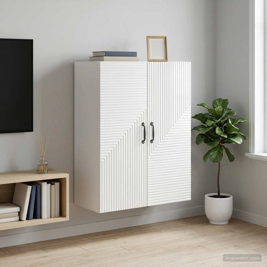 vidaXL Wall-Mounted Cabinet High Gloss White 66 x 34.5 x 90 cm