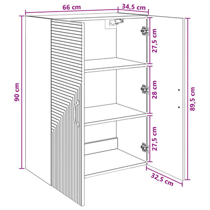 vidaXL Wall-Mounted Cabinet High Gloss White 66 x 34.5 x 90 cm