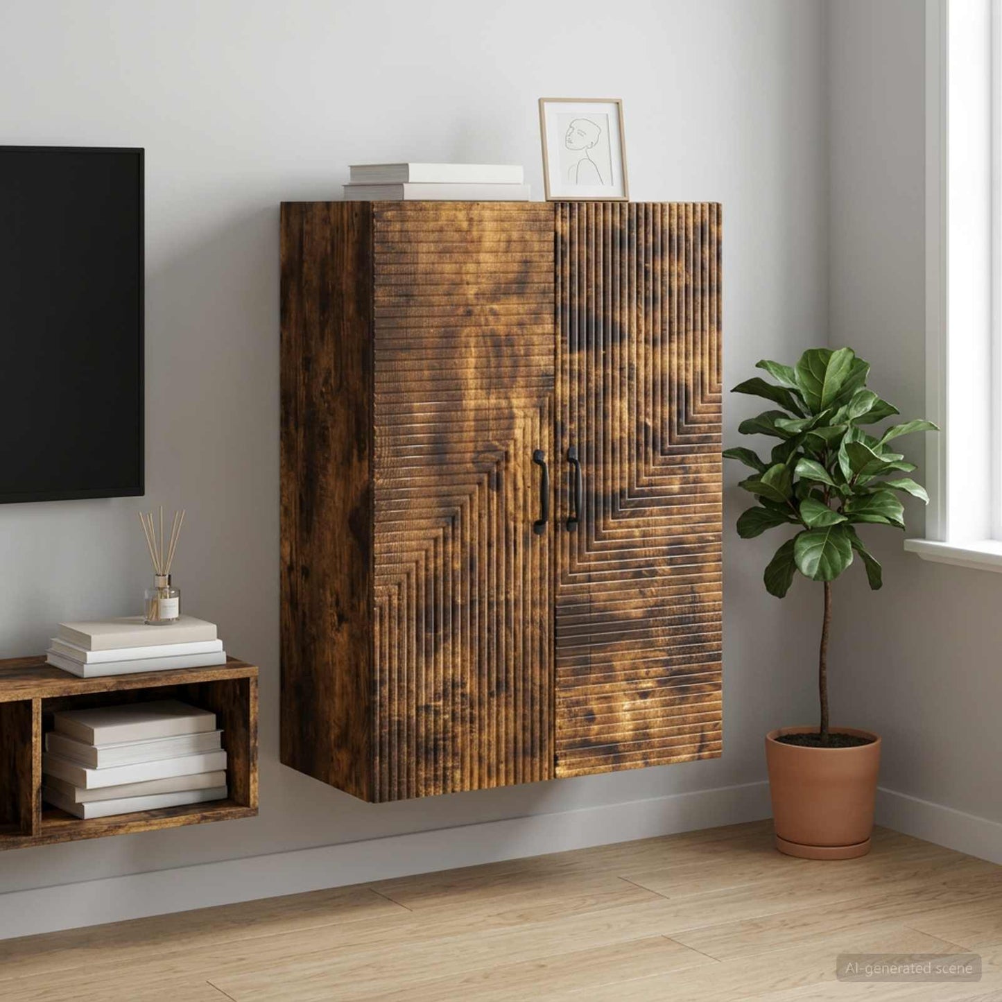 vidaXL Wall-Mounted Cabinet Smoked Oak 66 x 34.5 x 90 cm