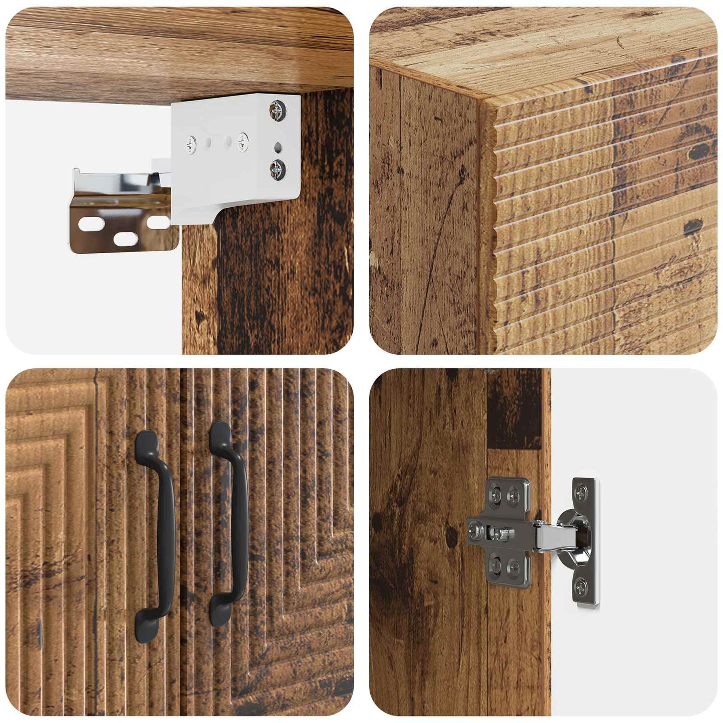 vidaXL Wall-Mounted Cabinet Old Wood 66 x 34.5 x 90 cm Engineered Wood