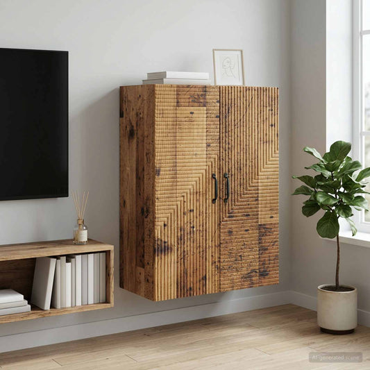 vidaXL Wall-Mounted Cabinet Old Wood 66 x 34.5 x 90 cm Engineered Wood