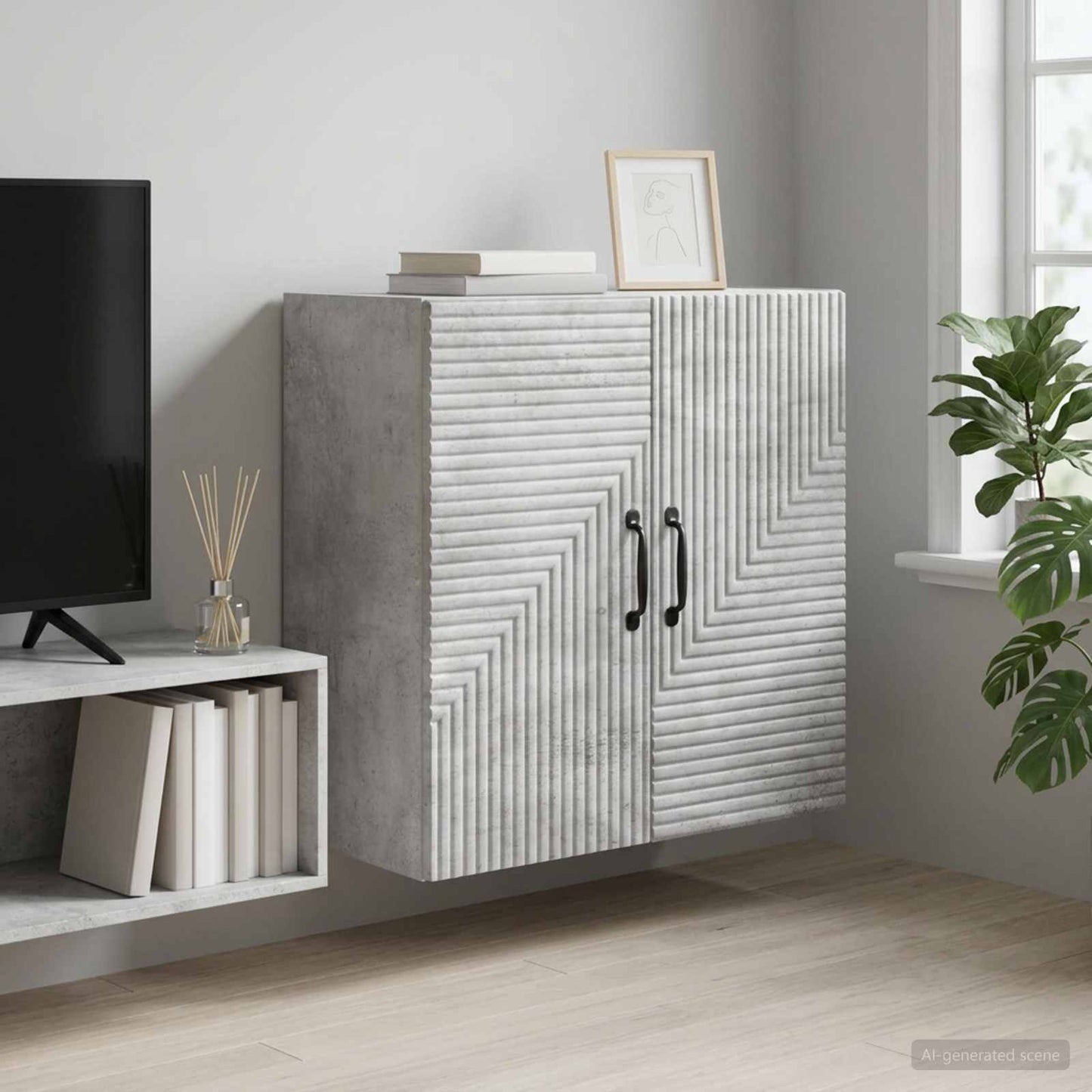 vidaXL Wall-Mounted Cabinet Concrete Grey 59 x 31 x 60 cm