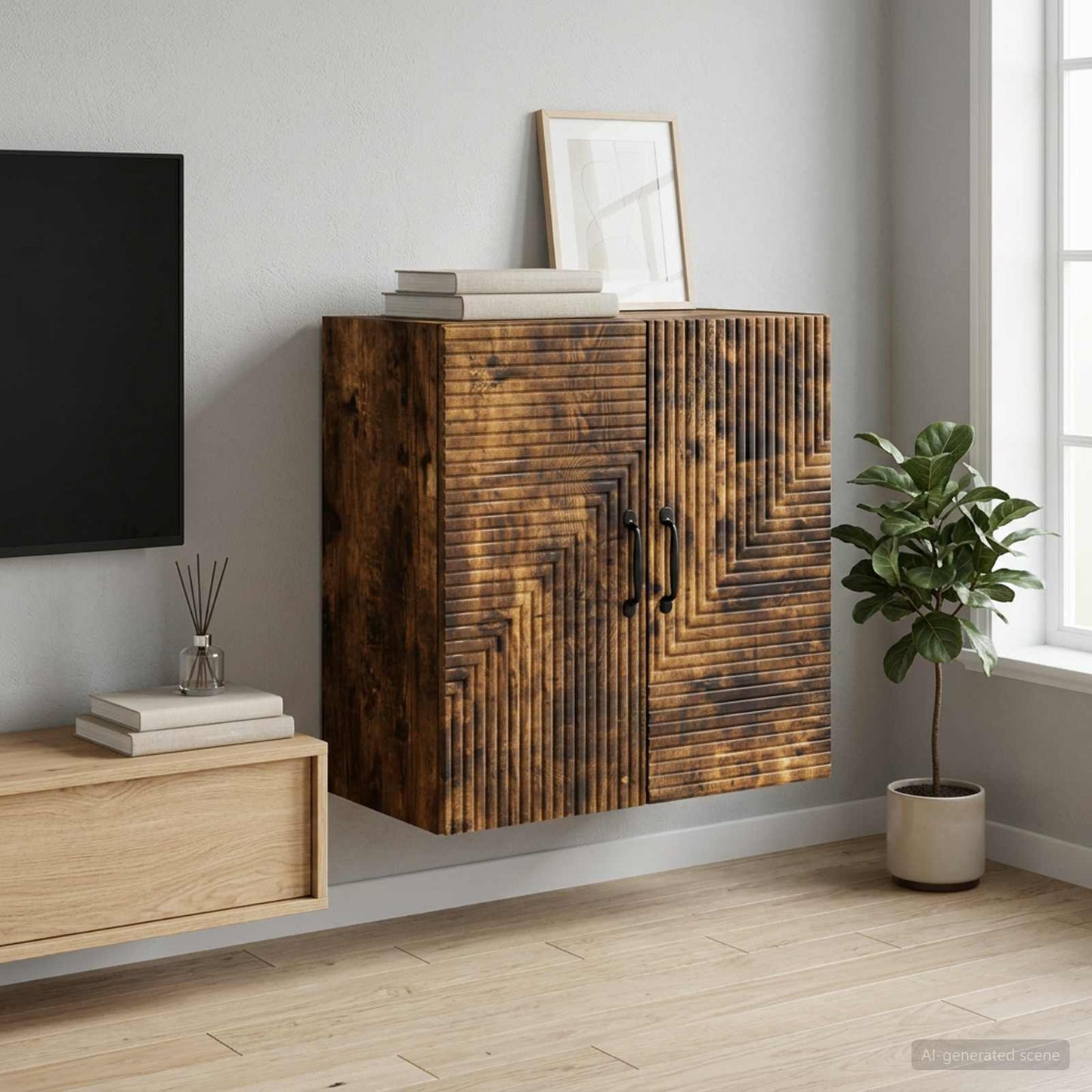 vidaXL Wall-Mounted Cabinet Smoked Oak 59 x 31 x 60 cm Engineered Wood