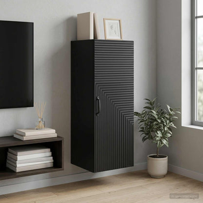 vidaXL Wall-Mounted Cabinet Black 33 x 34.5 x 90 cm Engineered Wood