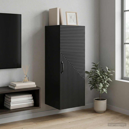 vidaXL Wall-Mounted Cabinet Black 33 x 34.5 x 90 cm Engineered Wood