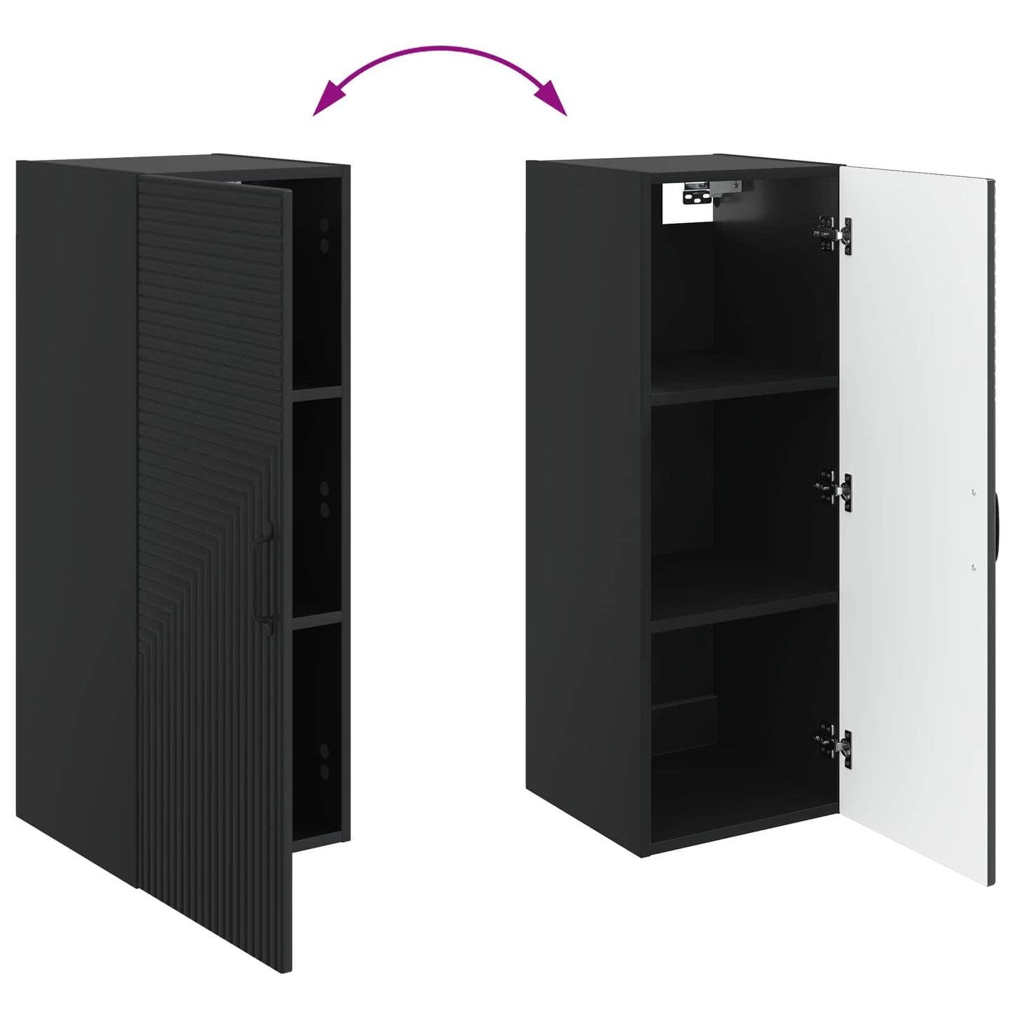 vidaXL Wall-Mounted Cabinet Black 33 x 34.5 x 90 cm Engineered Wood