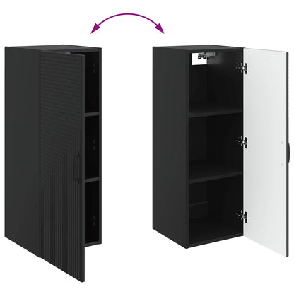 vidaXL Wall-Mounted Cabinet Black 33 x 34.5 x 90 cm Engineered Wood