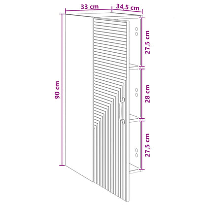 vidaXL Wall-Mounted Cabinet Black 33 x 34.5 x 90 cm Engineered Wood