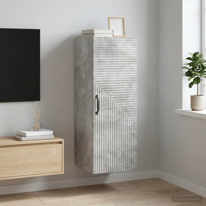 vidaXL Wall-Mounted Cabinet Concrete Grey 33 x 34.5 x 90 cm