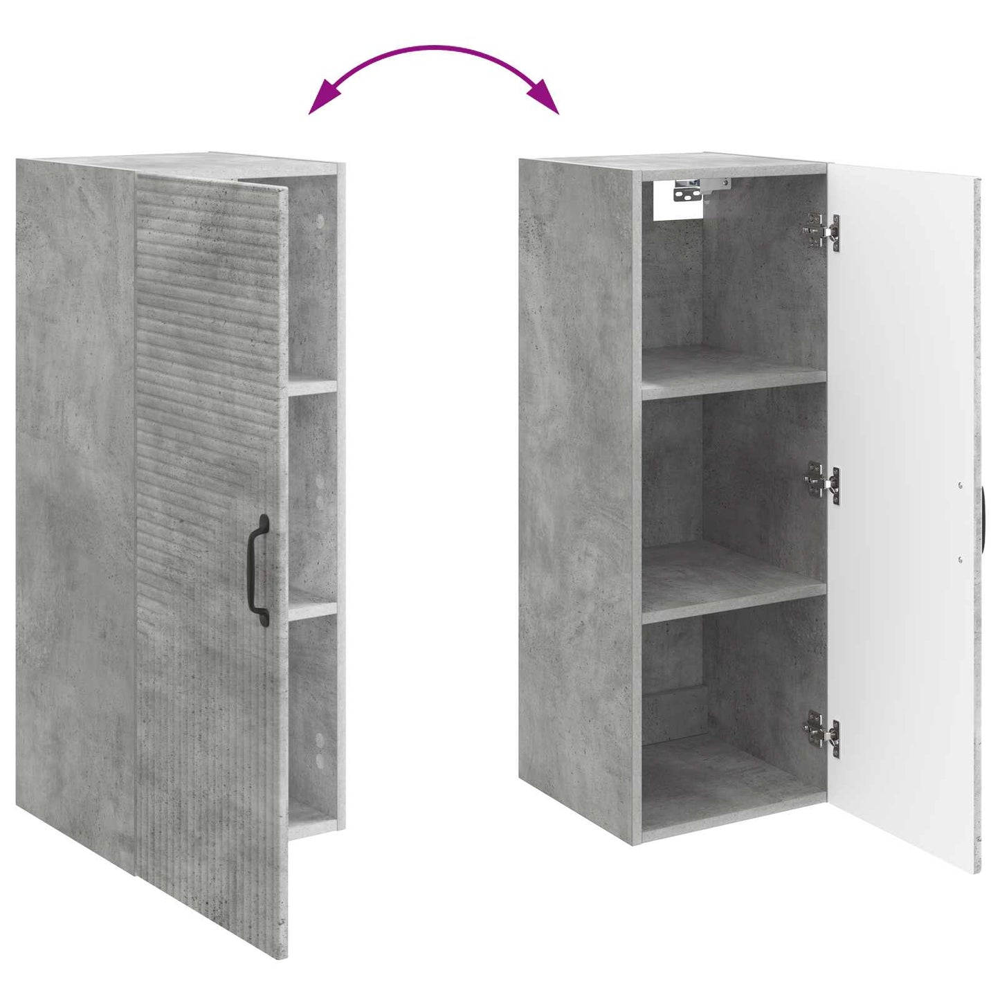 vidaXL Wall-Mounted Cabinet Concrete Grey 33 x 34.5 x 90 cm