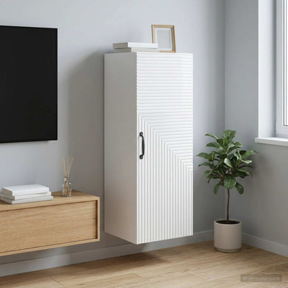 vidaXL Wall-Mounted Cabinet High Gloss White 33 x 34.5 x 90 cm