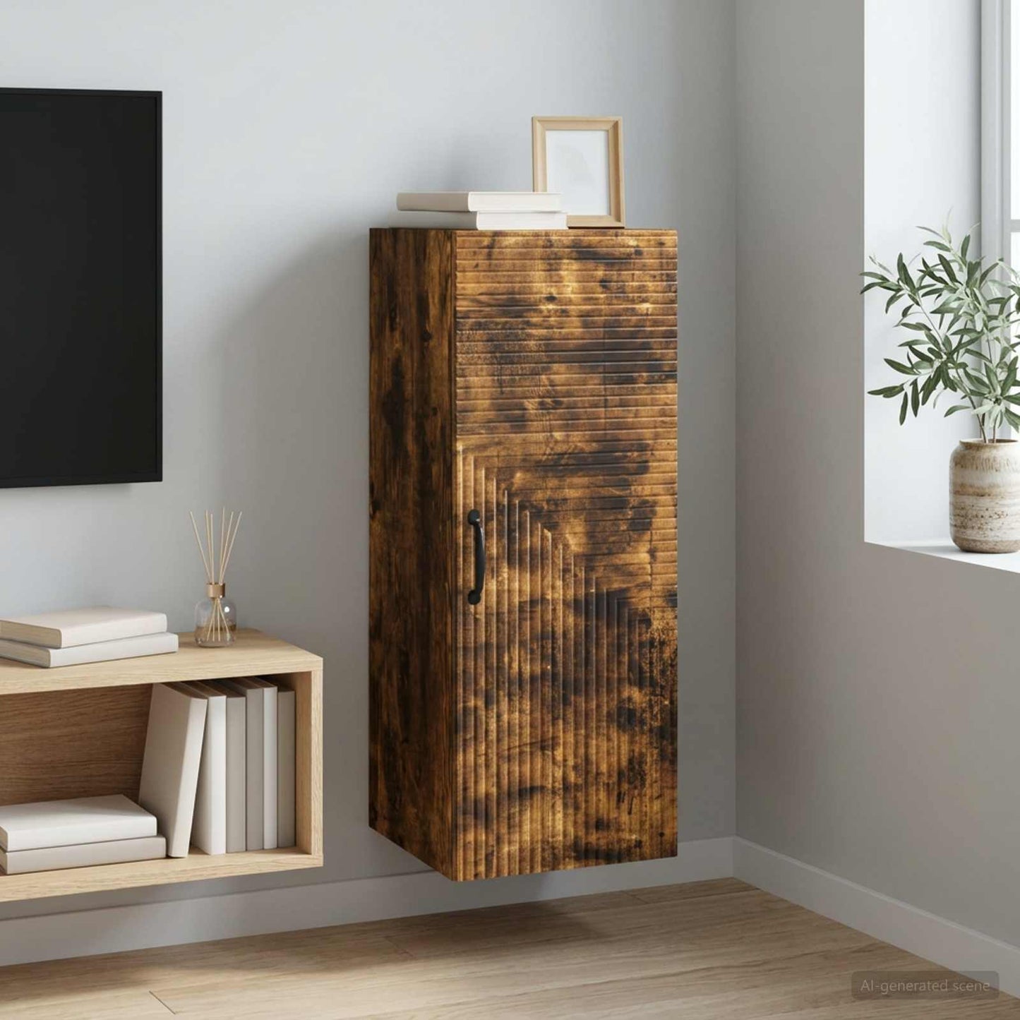 vidaXL Wall-Mounted Cabinet Smoked Oak 33 x 34.5 x 90 cm