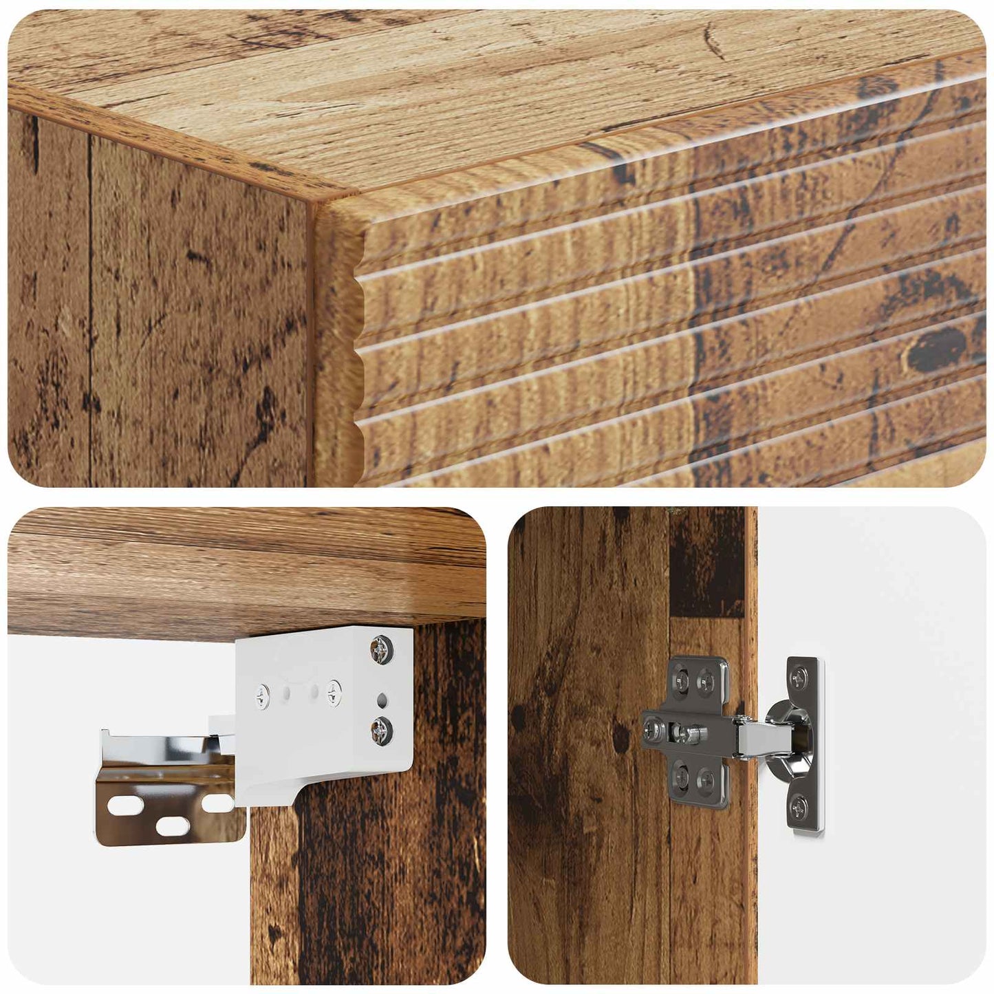 vidaXL Wall-Mounted Cabinet Old Wood 33 x 34.5 x 90 cm Engineered Wood