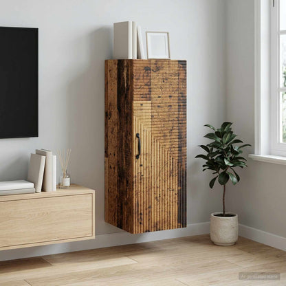 vidaXL Wall-Mounted Cabinet Old Wood 33 x 34.5 x 90 cm Engineered Wood