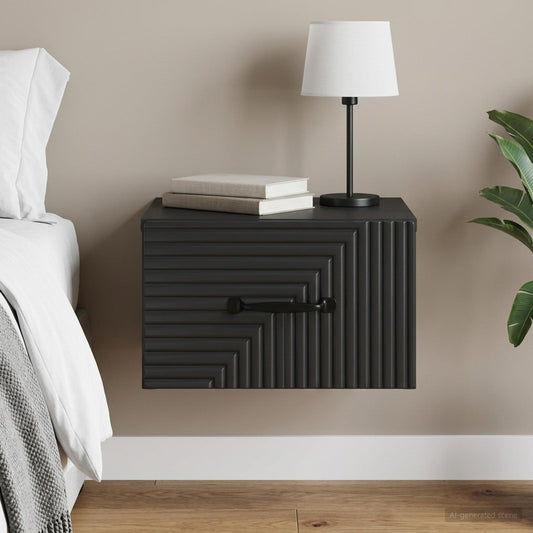 vidaXL Wall-Mounted Bedside Cabinet Black 34.5 x 33 x 20 cm