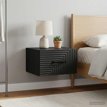 vidaXL Wall-Mounted Bedside Cabinet 2 pcs Black 34.5 x 33 x 20 cm