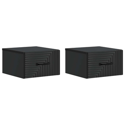 vidaXL Wall-Mounted Bedside Cabinet 2 pcs Black 34.5 x 33 x 20 cm