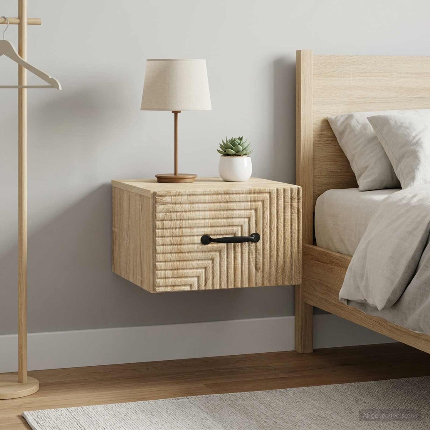 vidaXL Wall-Mounted Bedside Cabinet 2 pcs Sonoma Oak 34.5 x 33 x 20 cm