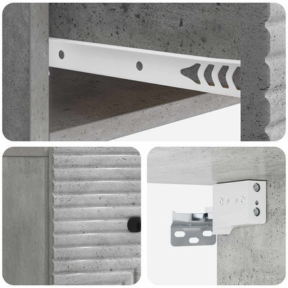 vidaXL Wall-Mounted Bedside Cabinet Concrete Grey 34.5 x 33 x 20 cm