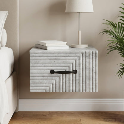 vidaXL Wall-Mounted Bedside Cabinet Concrete Grey 34.5 x 33 x 20 cm