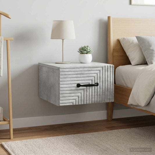 vidaXL Wall-Mounted Bedside Cabinet with Drawer 2 pcs Concrete Grey