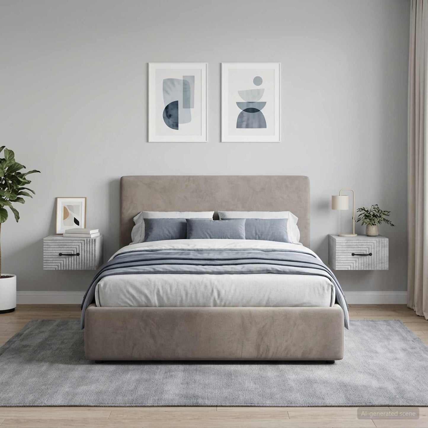 vidaXL Wall-Mounted Bedside Cabinet with Drawer 2 pcs Concrete Grey