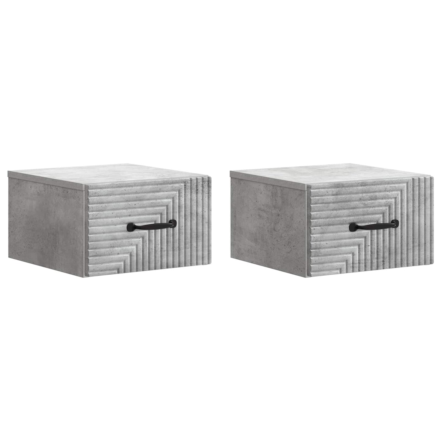 vidaXL Wall-Mounted Bedside Cabinet with Drawer 2 pcs Concrete Grey