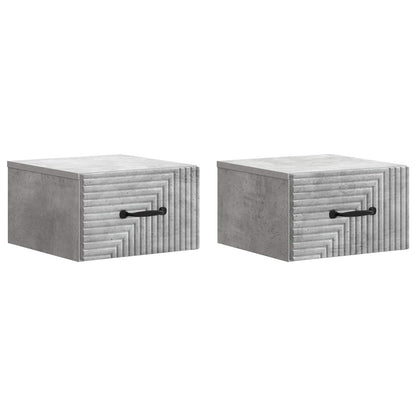 vidaXL Wall-Mounted Bedside Cabinet with Drawer 2 pcs Concrete Grey