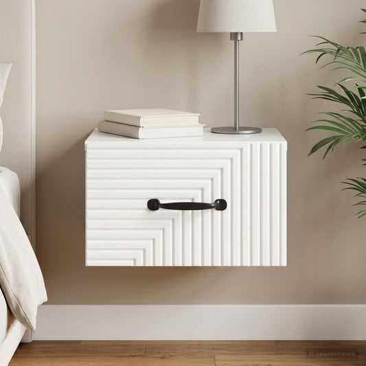 vidaXL Wall-Mounted Bedside Cabinet High Gloss White 34.5 x 33 x 20 cm