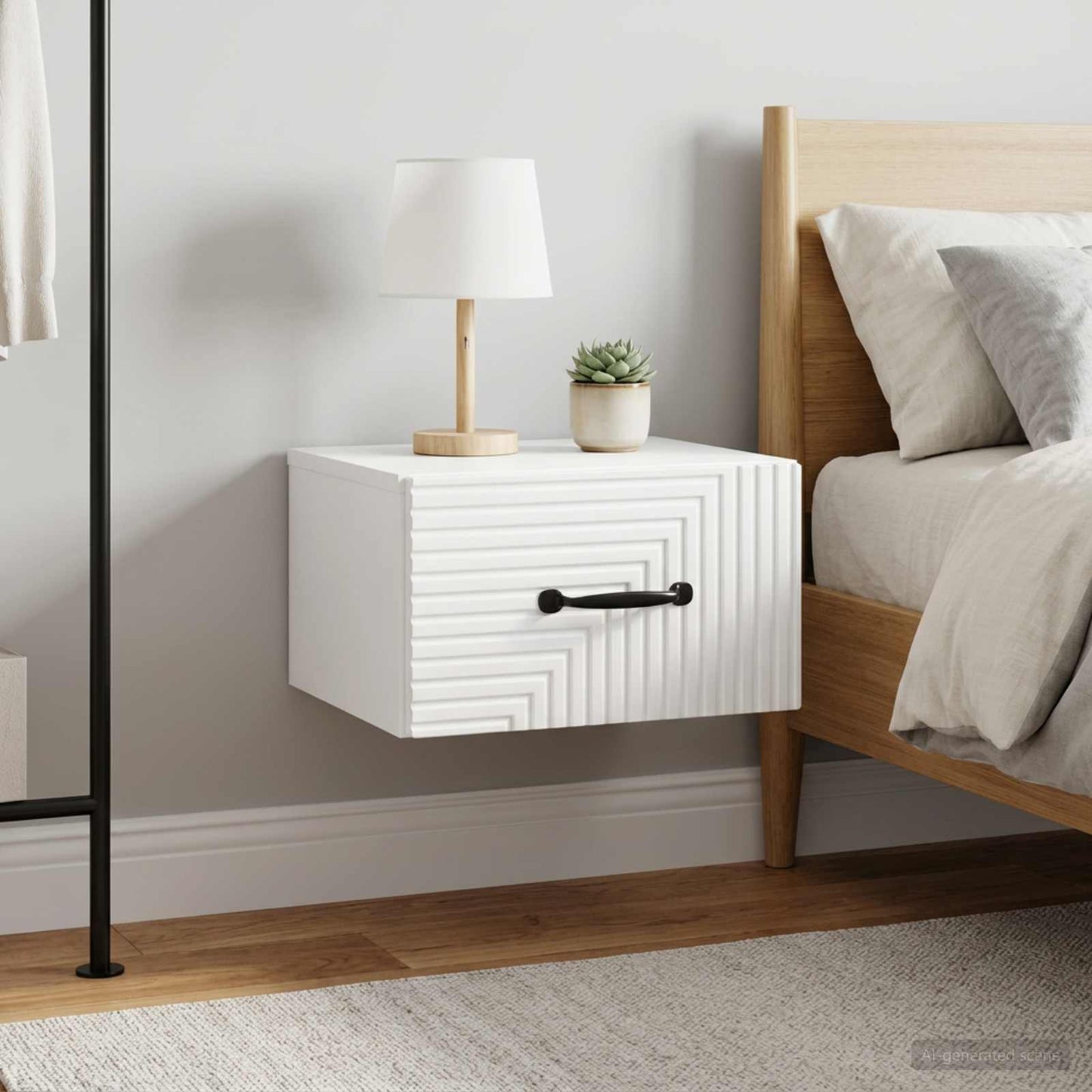 vidaXL Wall-Mounted Bedside Cabinet with Drawer 2 pcs High Gloss White